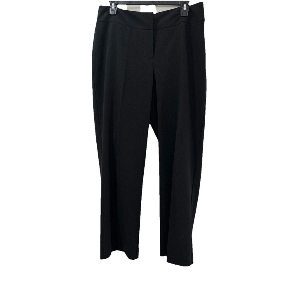 Chicos Size 1.5 Short Black Pants Zip Hook Wide Leg Office Career